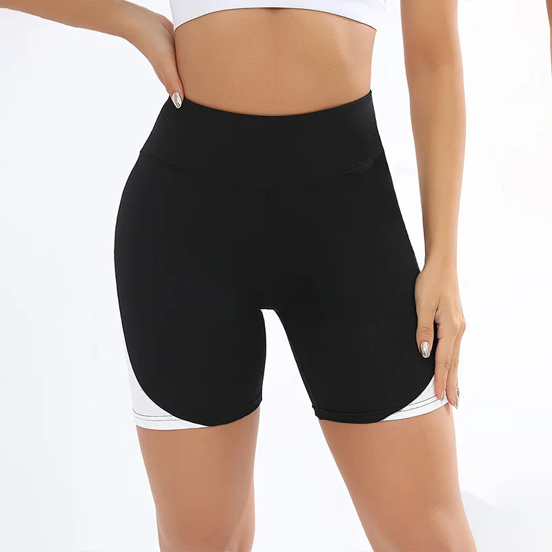 Colorblocked High Waist Yoga Shorts,Shorts for Women Tummy Control Workout Shorts for Women - Smarsty