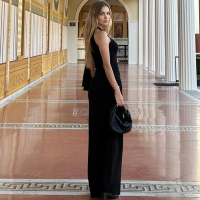 Hugcitar Fashion Solid O Neck Sleeveless Patchwork Sexy Bodycon Maxi Prom Dress Summer Women Clothes Party Festival Club Y2K - Smarsty