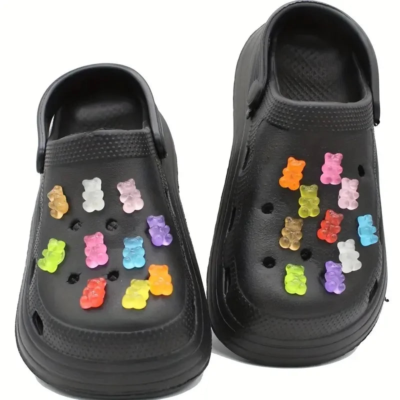 10/20pcs Glow-in-the-Dark Cute Bear Shoe Charms - Luminous DIY Shoe Decoration Accessories for Clogs