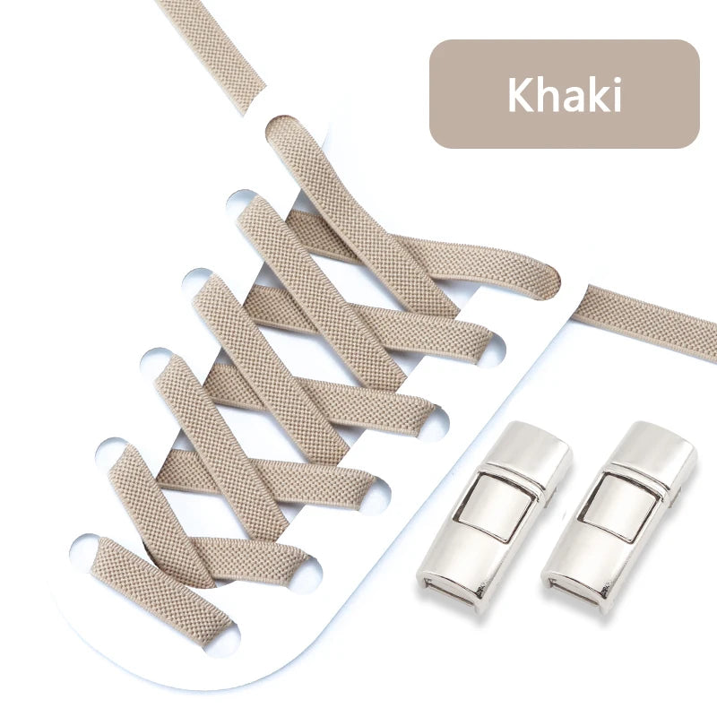 Elastic Laces Sneakers Press Lock Shoelaces Without Ties 8MM Wide Flats No Tie Shoe Laces Kids Adult Sports Running Shoelace NEW