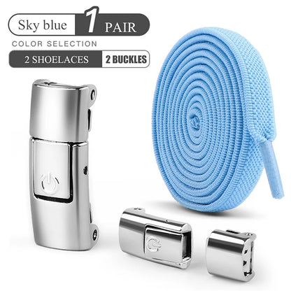 8mm No Tie Shoe Laces Press Lock Shoelaces Without Ties Elastic Laces Sneaker Kids Adult Widened Flat Shoelace for Shoes - Smarsty