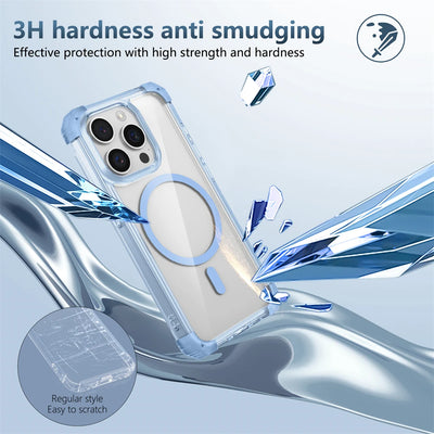 Luxury For Magsafe Wireless Charge Shockproof Armor Clear Case For iPhone 17 16 14 13 12 15 Pro Max Magnetic Clear Hard Cover