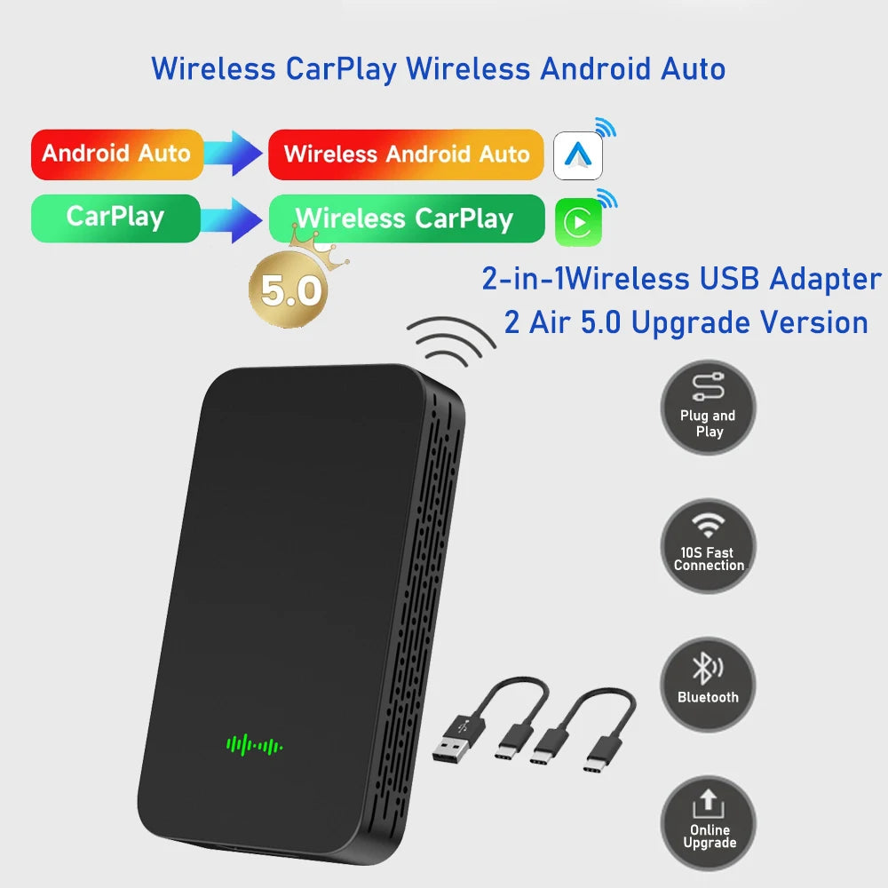 Wireless CarPlay Android Auto Box 4 In 1 Car Adapter - Smarsty