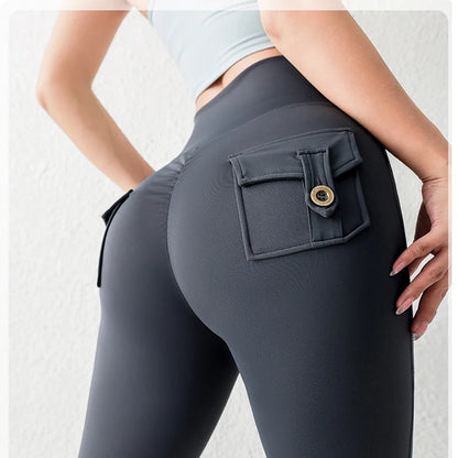 Solid Color Butt Lifting Gym Fitness Pants High Waist Flared Yoga Leggings for Women - Smarsty