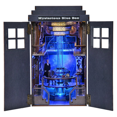 Book Nook Kit Mysterious Telephone Booth DIY Wooden Puzzle Handmade Bookshelf Dollhouse Model Bookend Building Home Decoration - Smarsty