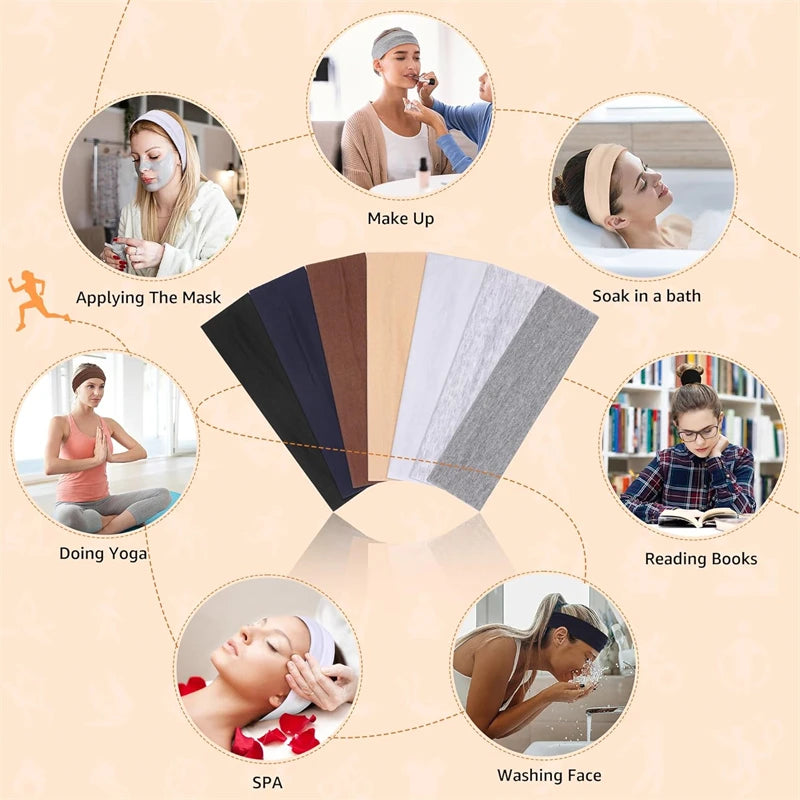 Breathable Yoga Headbands 7 Pack Sweat Absorbent Adjustable - Smarsty