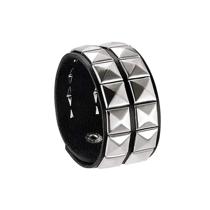 Punk Leather Bracelet with Metal Rivets for Men and Women - Smarsty