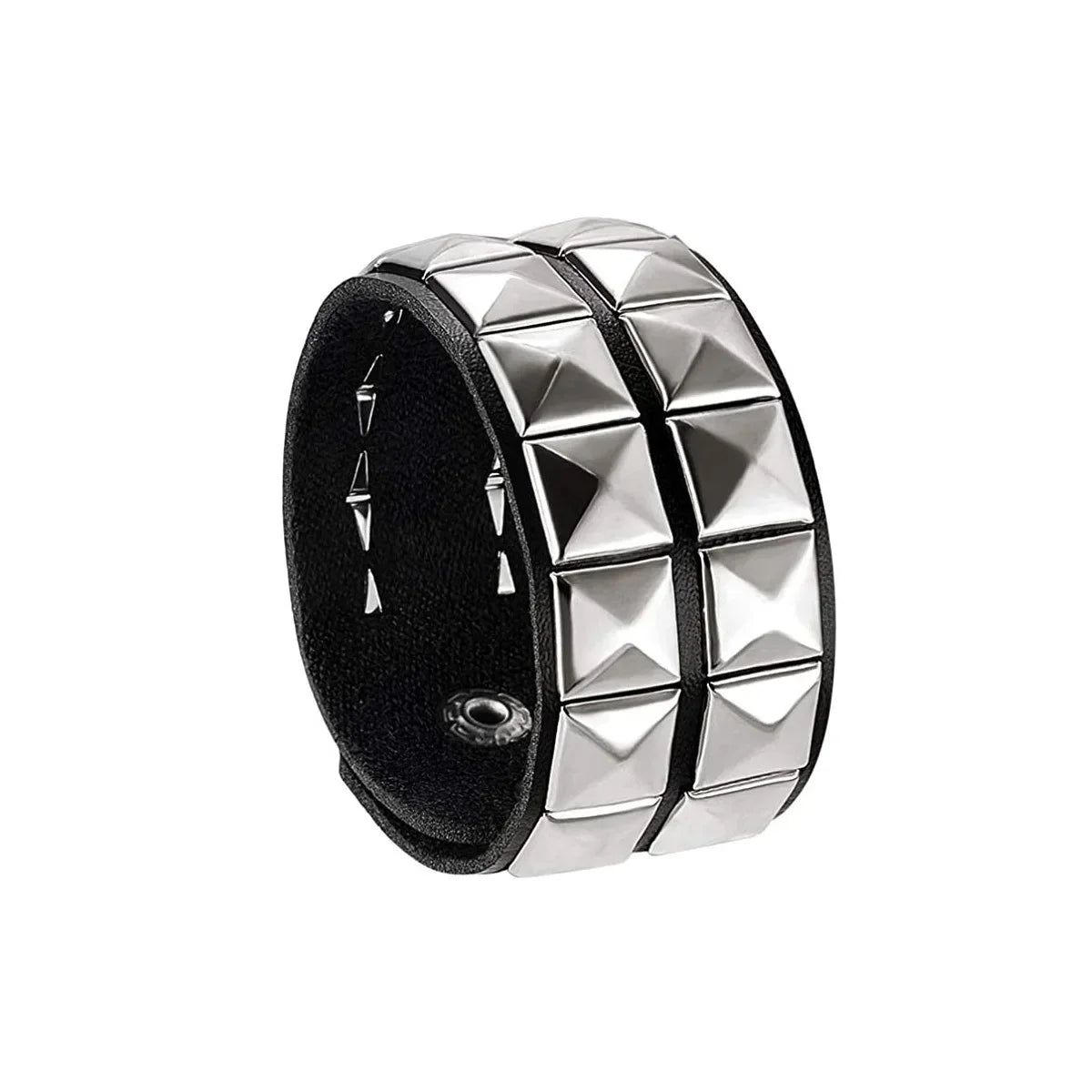 Punk Leather Bracelet with Metal Rivets for Men and Women - Smarsty