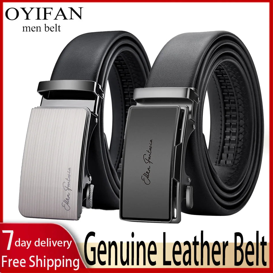 OYIFAN Genuine Leather Men Belt Adjustable Automatic Buckle - Smarsty
