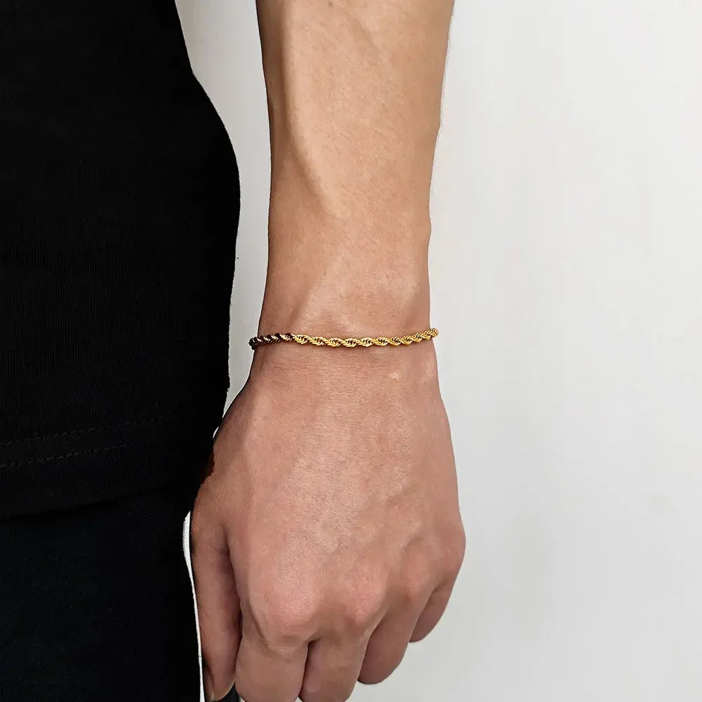 Stainless Steel Twisted Rope Chain Bracelet Waterproof - Smarsty
