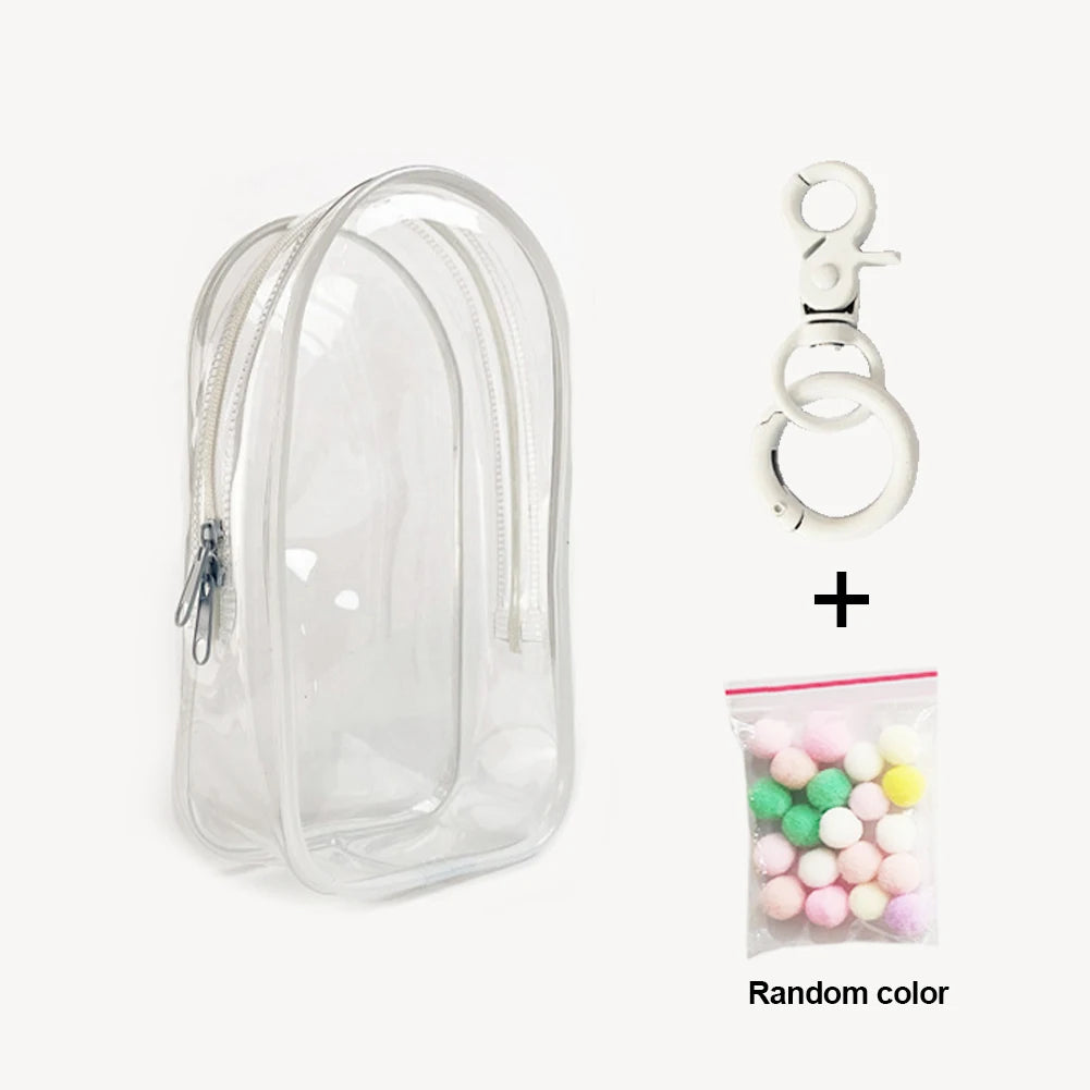Colorful Transparent Protector Case Organizer Box for 17cm Labubu V3 Dolls Outdoor Display Bag With Keychain Doll Accessories by Smarsty