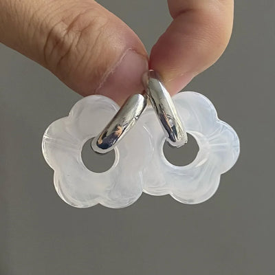Cute Pink Acrylic Flower Drop Earrings for Parties and Gifts - Smarsty