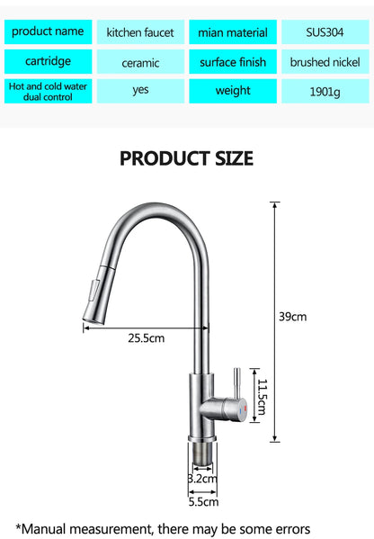DQOK Smart Touch Control Kitchen Faucet with Pull Out Spray - Smarsty