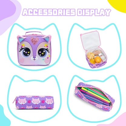 Girls School Backpack Set With Lunch Box And Pencil Case - Smarsty