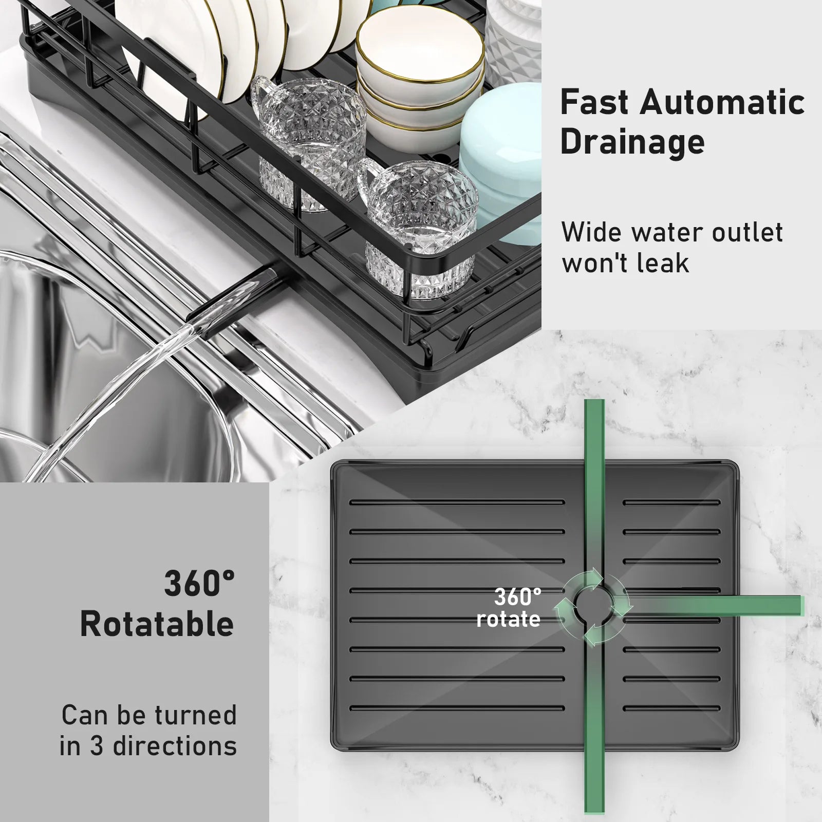 Single Layer Hollow Dish Rack Kitchen Countertop Rack with Drainage Tray Multifunctional Tableware Rack Rust Resistant Durable