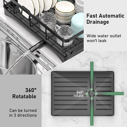 Single Layer Hollow Dish Rack Kitchen Countertop Rack with Drainage Tray Multifunctional Tableware Rack Rust Resistant Durable