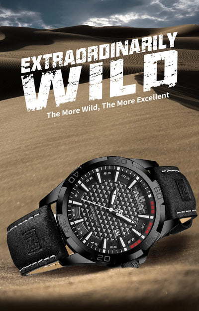 NAVIFORCE Men Fashion Waterproof Quartz Watch with Leather Strap - Smarsty