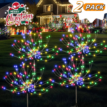2 Pack 120/150 LED Outdoor Solar Garden Lights,Copper Wire Garden Fireworks Lamp 8 Modes Landscape Light for Pathway Lawn Decor