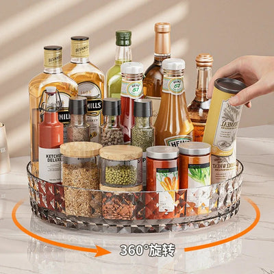 360 Rotating Seasoning Storage Rack Kitchen Storage Spice Rack Non-Slip Cabinet Organizer Tray Plate Cosmetic Organizer Bin by Smarsty
