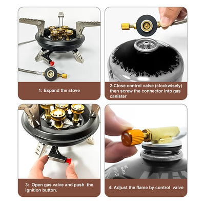 BRS-201A Portable Camping Gas Stove 16000W High Pressured Propane Butane Gas Burner Outdoor Emergency Stove with Piezo Ignition by Smarsty