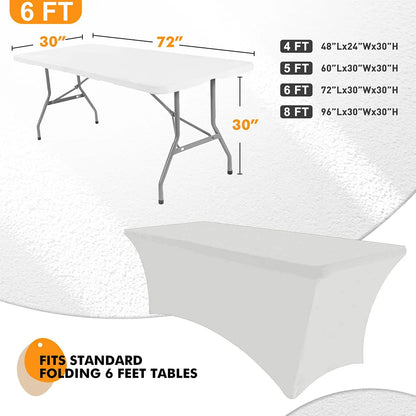 6FT Black Spandex Table Cloth Wrinkle Resistant Cover - Smarsty