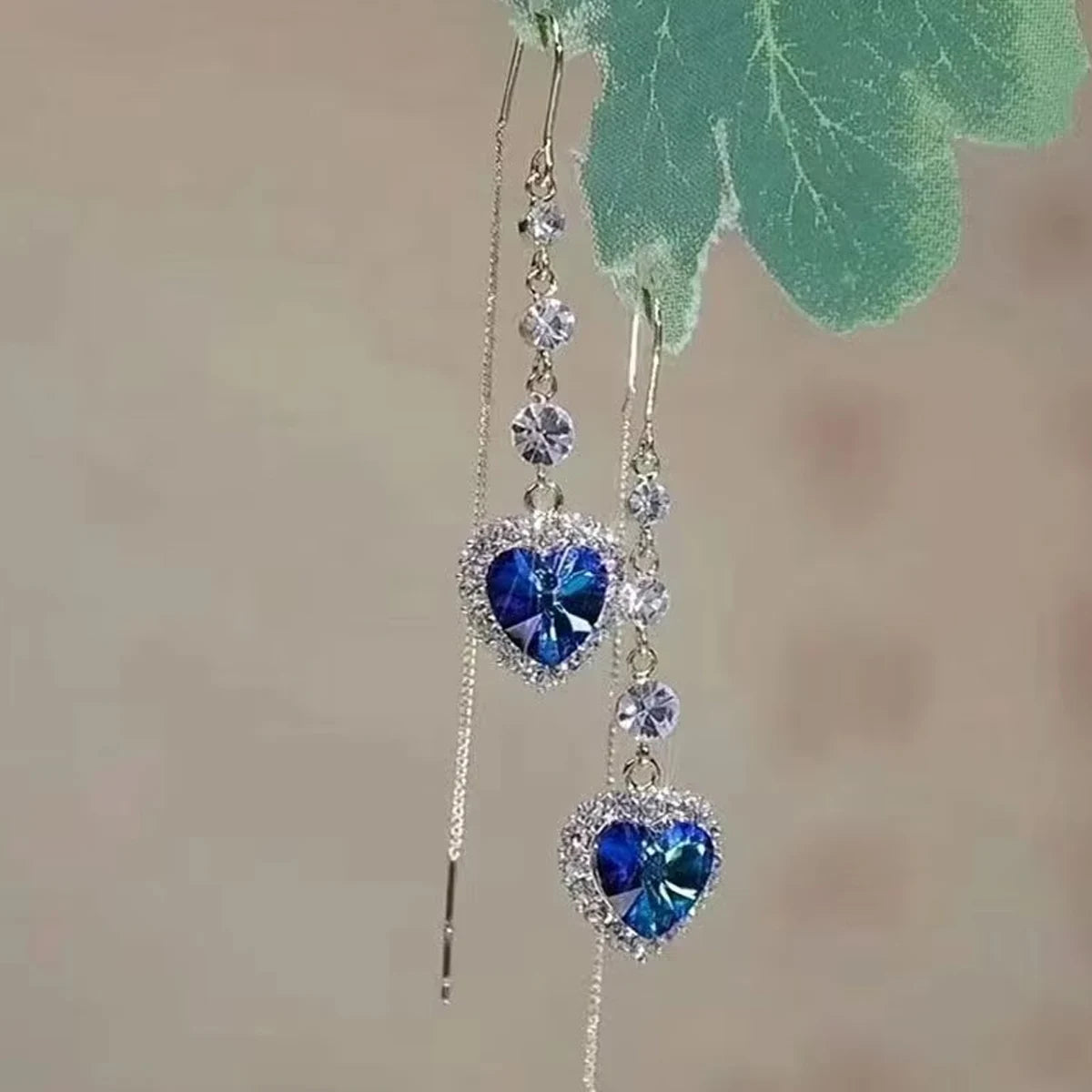 Blue Heart Shaped Dangle Earrings for Women Perfect for Parties - Smarsty