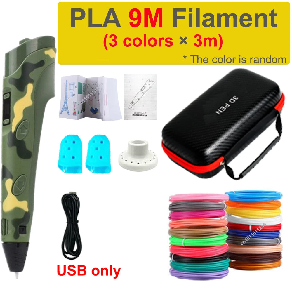 3D Pen 3d Printing Pen Children DIY Drawing Pens PLA Filament Birthday Christmas Boys Girls Gift For Kids With Travel Case - Smarsty