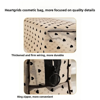 Mesh Heart Makeup Bags Waterproof Washable Organizer - Smarsty