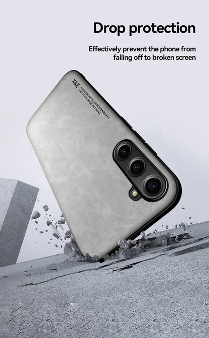 Leather Phone Case With Metal Plate For Car Mount Support - Smarsty