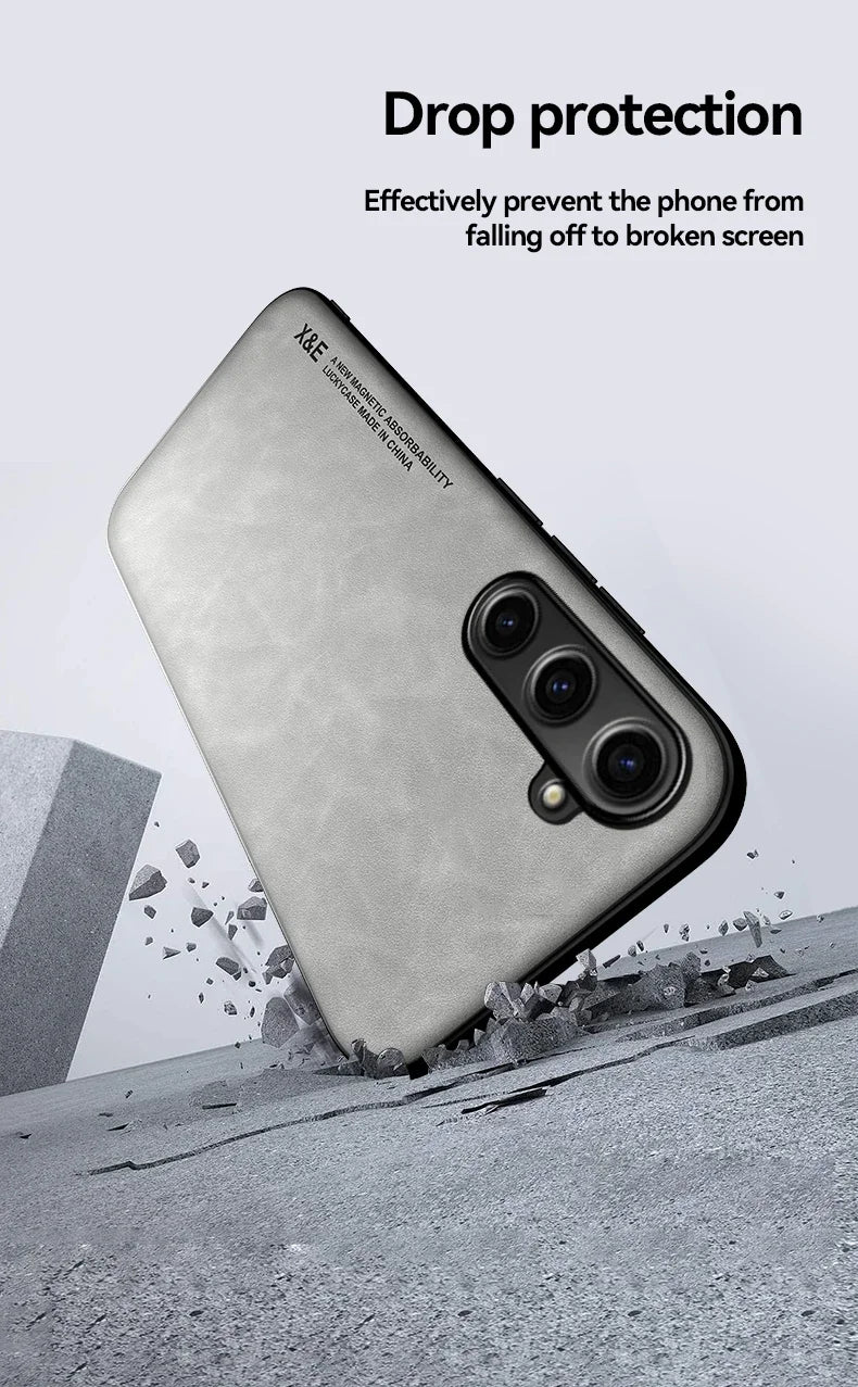 Leather Phone Case With Metal Plate For Car Mount Support - Smarsty