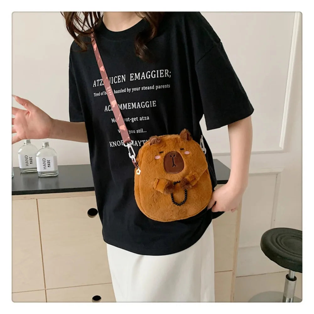 Capybara Plush Cartoon Shoulder Bag Large Capacity Unisex - Smarsty