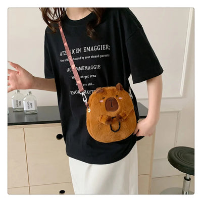 Capybara Plush Cartoon Shoulder Bag Large Capacity Unisex - Smarsty