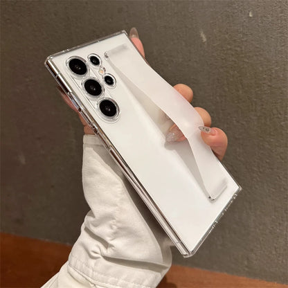 Shockproof Silicone Wrist Strap Case Matte Clear Cover - Smarsty