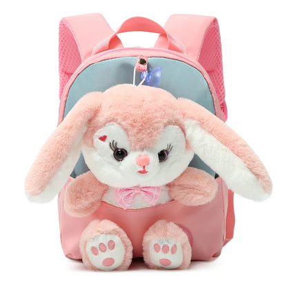Plush 3D Rabbit Backpack For Kids Cute Bow Tie Design - Smarsty