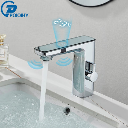 White Smart Sensor Basin Faucet with Digital Display - Smarsty