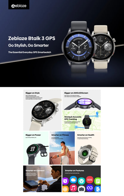 Zeblaze Btalk 3 GPS Smartwatch with AMOLED Screen - Smarsty