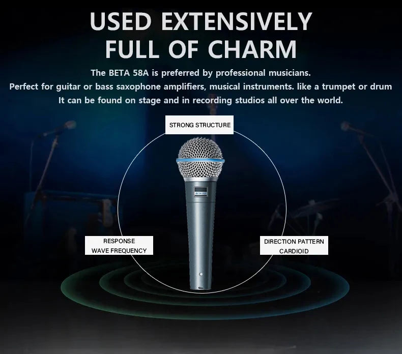 Metal Beta 58A Supercardioid Dynamic Microphone for Karaoke - Smarsty