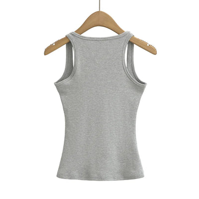 Women Scuplted Square Neck Tank Top - Smarsty
