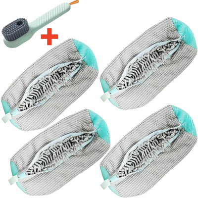 1/2/4PCS Shoe Washing Machine Bag with Liquid Shoe Brush Set Durable Laundry Shoe Bag and Soft Bristle Clean Brush for All Shoes - Smarsty
