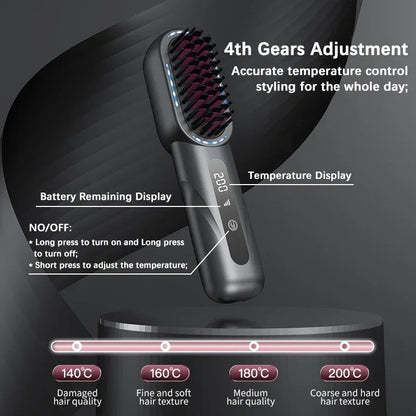 Wireless Hair Straightener Comb with Negative Ions - Smarsty