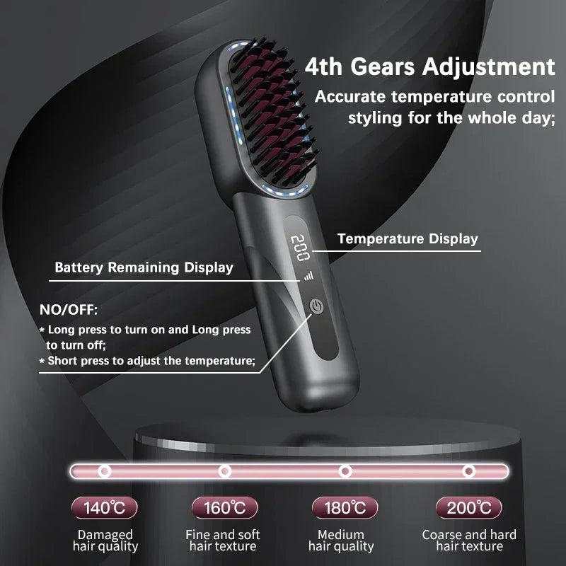 Wireless Hair Straightener Comb with Negative Ions - Smarsty