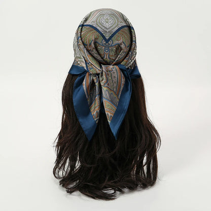 Bohemian Floral Print Silk Scarf for Women Sun Protection - Smarsty