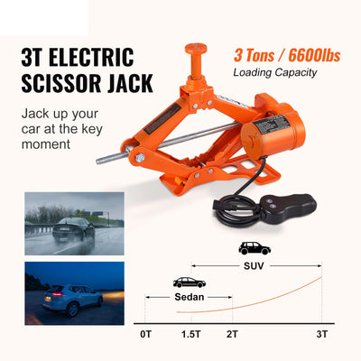 SucceBuy Electric Car Jack 3T Scissor Jack with Electric Impact Wrench 12V Portable Car Jack Lifting for SUV Truck Tire Change - Smarsty