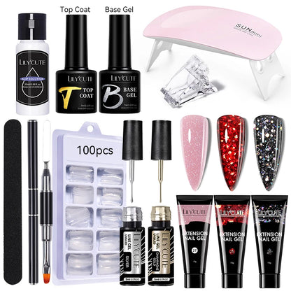 LILYCUTE Nail Gel Set with 6W LED Lamp for Quick Manicure - Smarsty