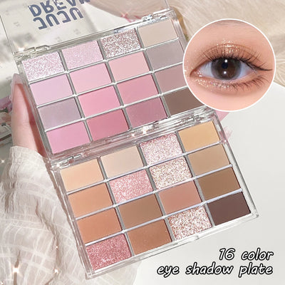 16-Color Pearlescent Matte Eyeshadow Palette for Daily Makeup - Smarsty