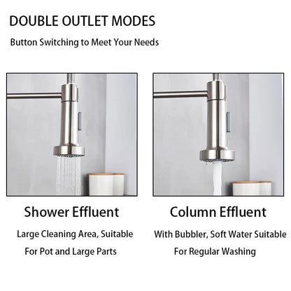 Brushed Nickel Kitchen Faucet with 360 Degree Rotation - Smarsty