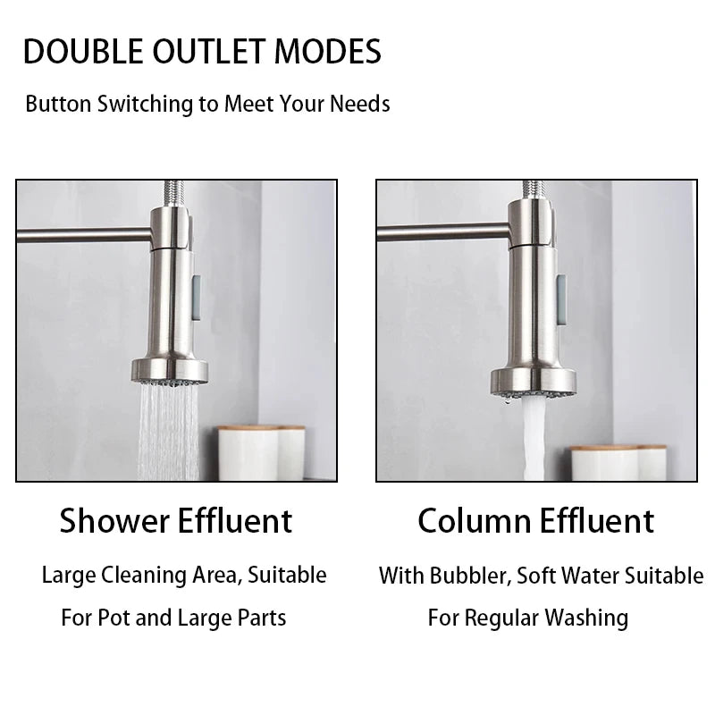 Brushed Nickel Kitchen Faucet with 360 Degree Rotation - Smarsty