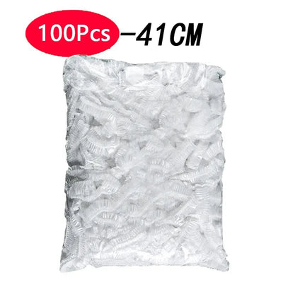 Disposable Food Cover Plastic Shower Cap Fruit Food Cover Elastic Plastic Wrap Cover Food Grade Storage Bag Kitchen Organizer by Smarsty