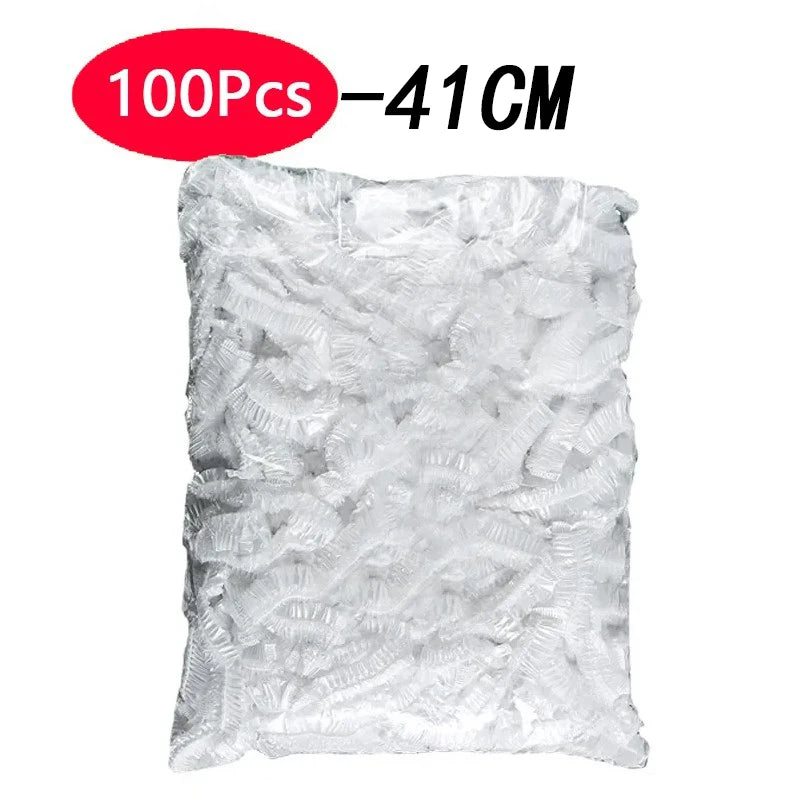 Disposable Food Cover Plastic Shower Cap Fruit Food Cover Elastic Plastic Wrap Cover Food Grade Storage Bag Kitchen Organizer