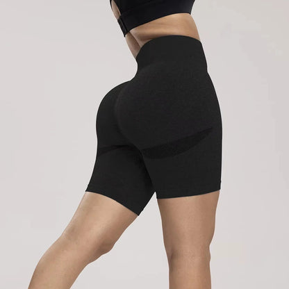 Seamless Sports Women Shorts Muliticolor Yoga Shorts Stretchy High Waist Running Cycling Leggings Hip Liftting Solid Gym Shorts - Smarsty